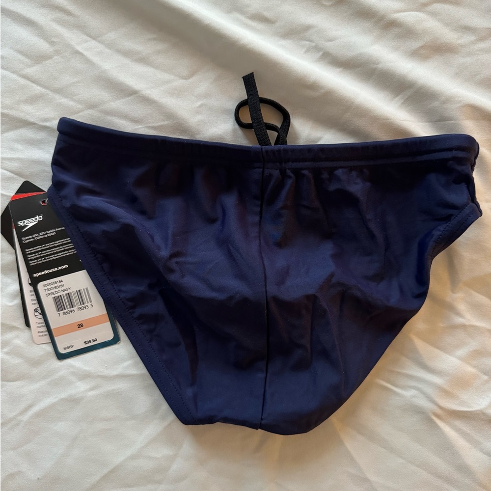 Men’s Navy Blue PowerFlex Eco Swim Brief Speedo - Size 28 - Picture 4 of 6